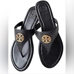 Tory Burch Black and Gold Women's Sandals